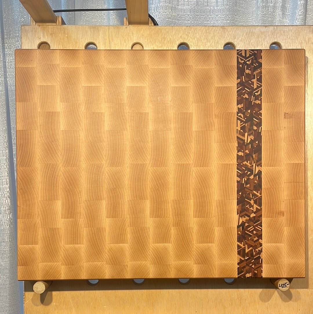 Large Maple End Grain Cutting Board with Meteor Design Stripe