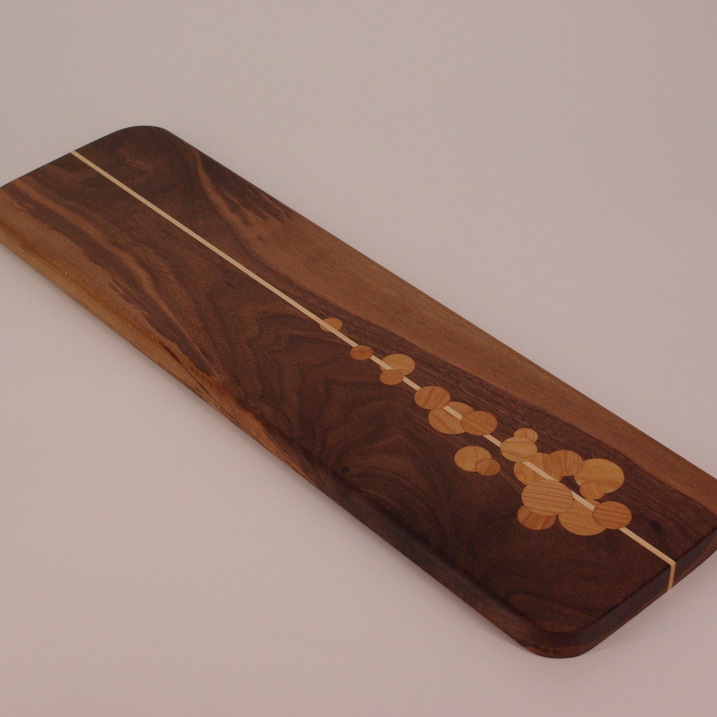 Walnut Board with Cherry Dots and Maple Stripe